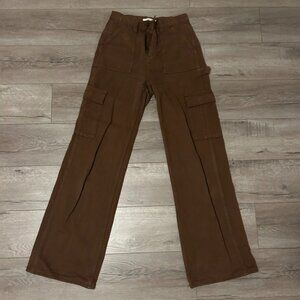 PacSun High Waist Wide Leg Cargo Pants (Brown, Size 26)
